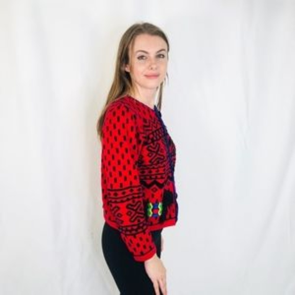 Vintage Berek Scottie Dogs Knit Sweater Beaded - Picture 5 of 6